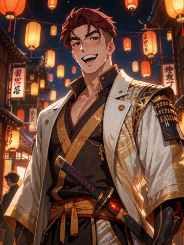 Portrait of Homura Kajiro, Golden-Hearted Flame Swordsman